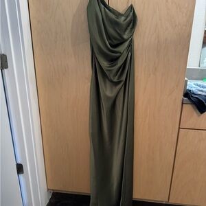 Revelry Jade Satin Dress - Moss